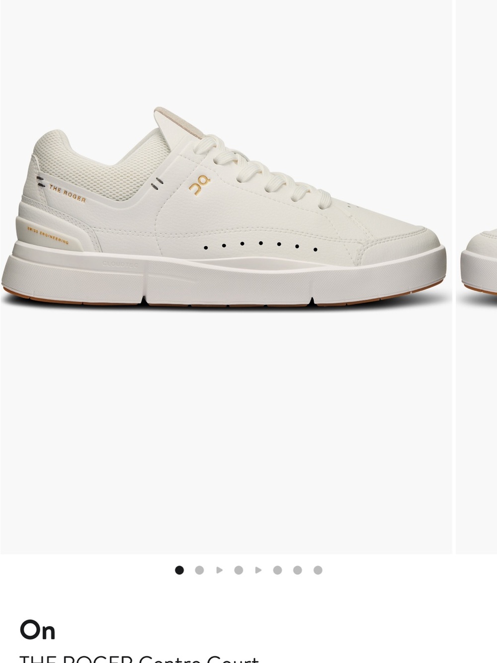 On Cloud The Roger Centre Court Sneaker in Cream with Pink Accents Size 6 - Picture 2 of 6